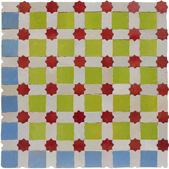 Mosaic House Moroccan tile Alhambra MRB 5-20-1-7 White,   Lime Green,   Red,   Sea Blue,    solid zellige, mosaic, zellij, field, pattern, glaze, stars 